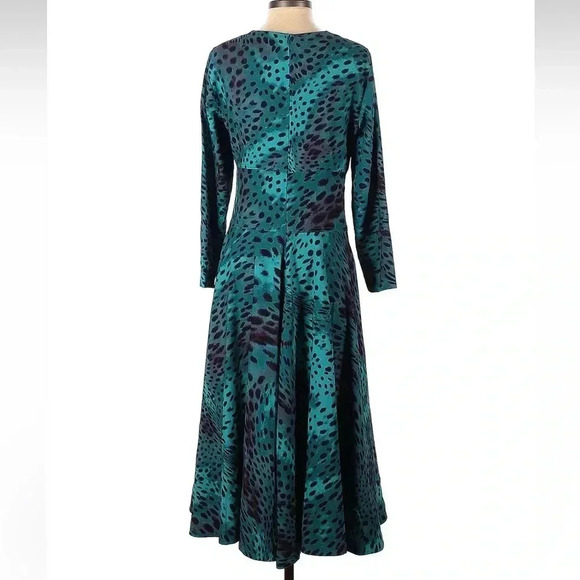 Natori Blue Teal Cheetah Print Swing Midi Dress Women’s Size 4 Small S - Picture 6 of 8